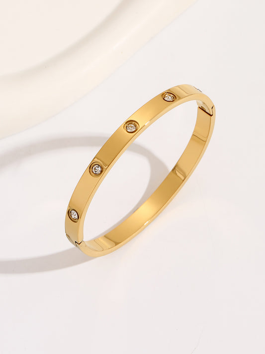 LOVE BRACELET,Simple Premium White Rhinestone stainless steel 18K Gold Ladies Bracelet - YUZENG-jewelrystore.com