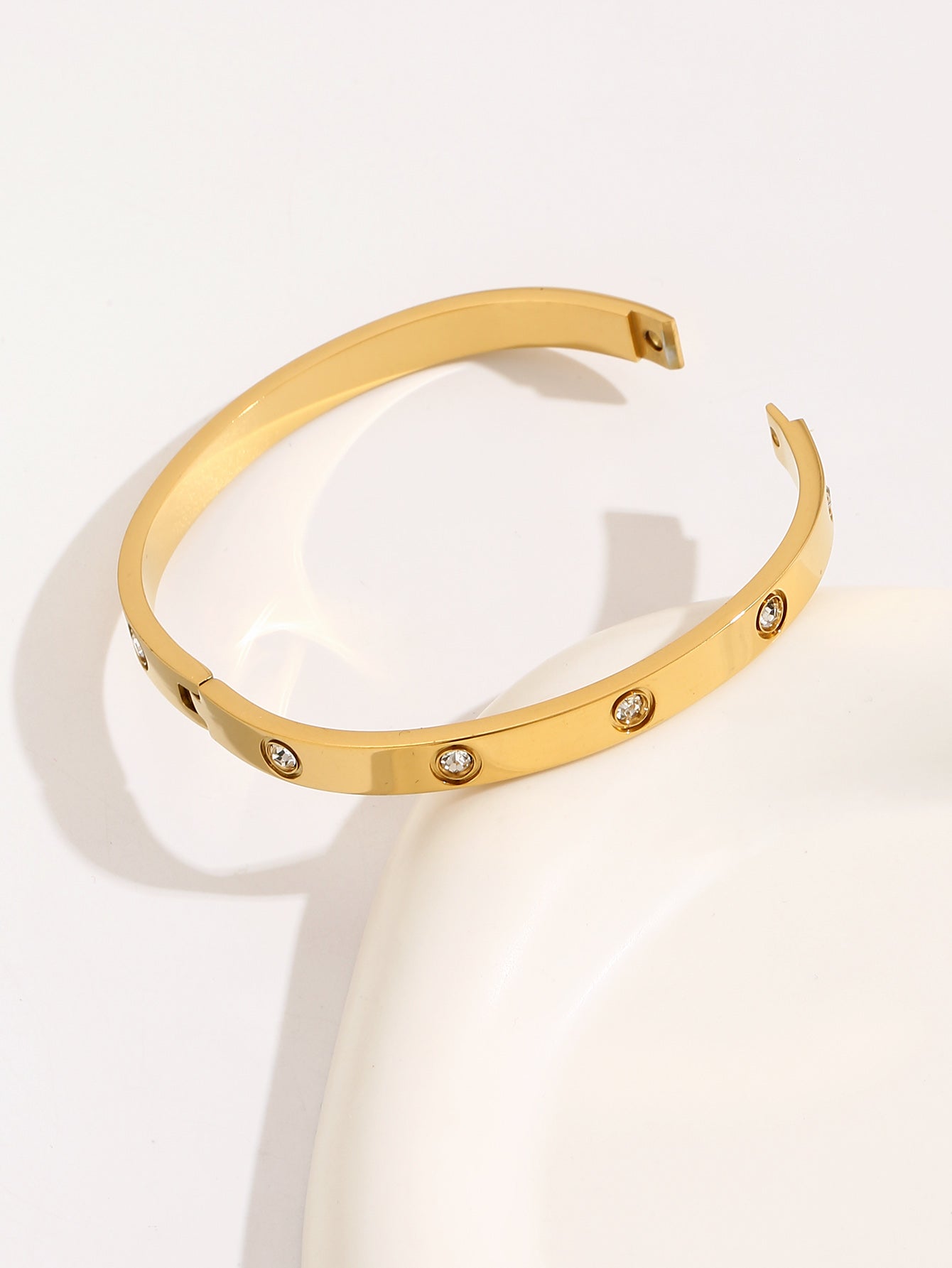 LOVE BRACELET,Simple Premium White Rhinestone stainless steel 18K Gold Ladies Bracelet - YUZENG-jewelrystore.com