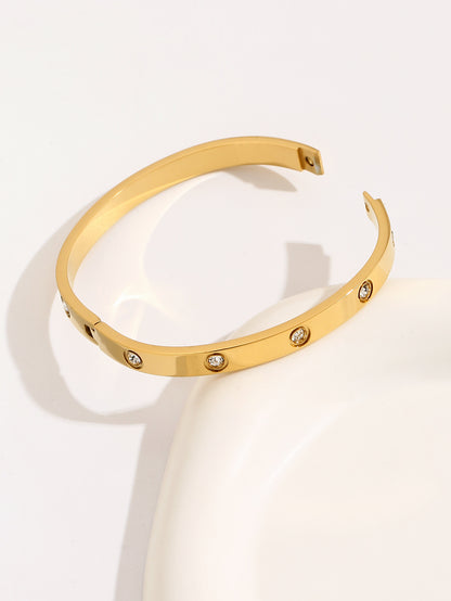LOVE BRACELET,Simple Premium White Rhinestone stainless steel 18K Gold Ladies Bracelet - YUZENG-jewelrystore.com
