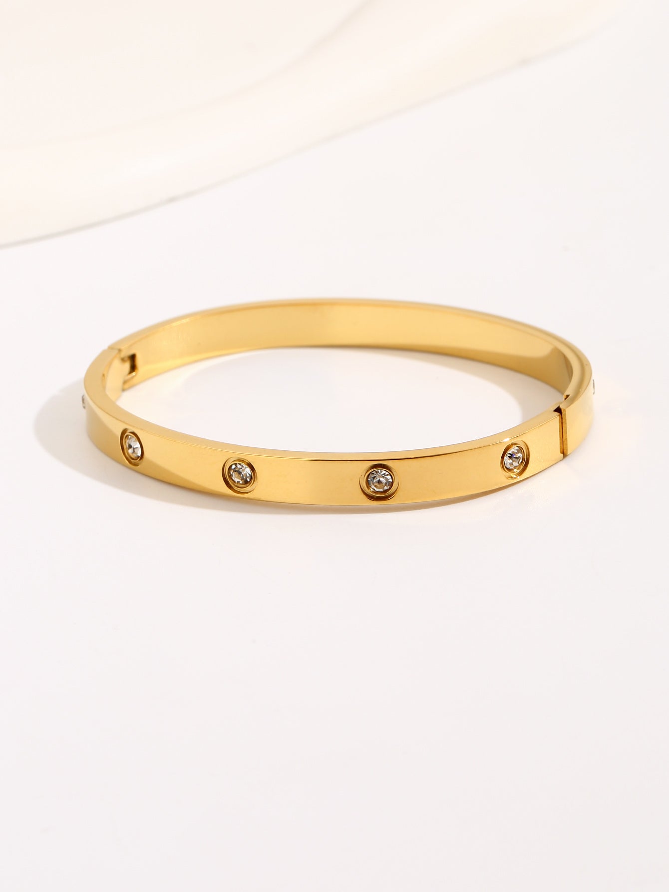 LOVE BRACELET,Simple Premium White Rhinestone stainless steel 18K Gold Ladies Bracelet - YUZENG-jewelrystore.com