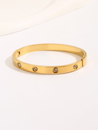 LOVE BRACELET,Simple Premium White Rhinestone stainless steel 18K Gold Ladies Bracelet - YUZENG-jewelrystore.com
