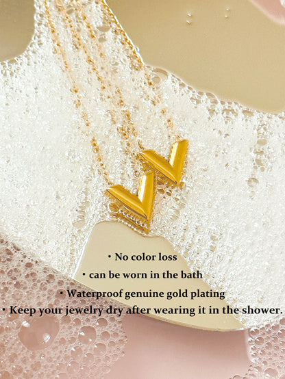 Stainless Steel Light Luxury Letter Pendant Necklace 18k Gold - YUZENG-jewelrystore.com