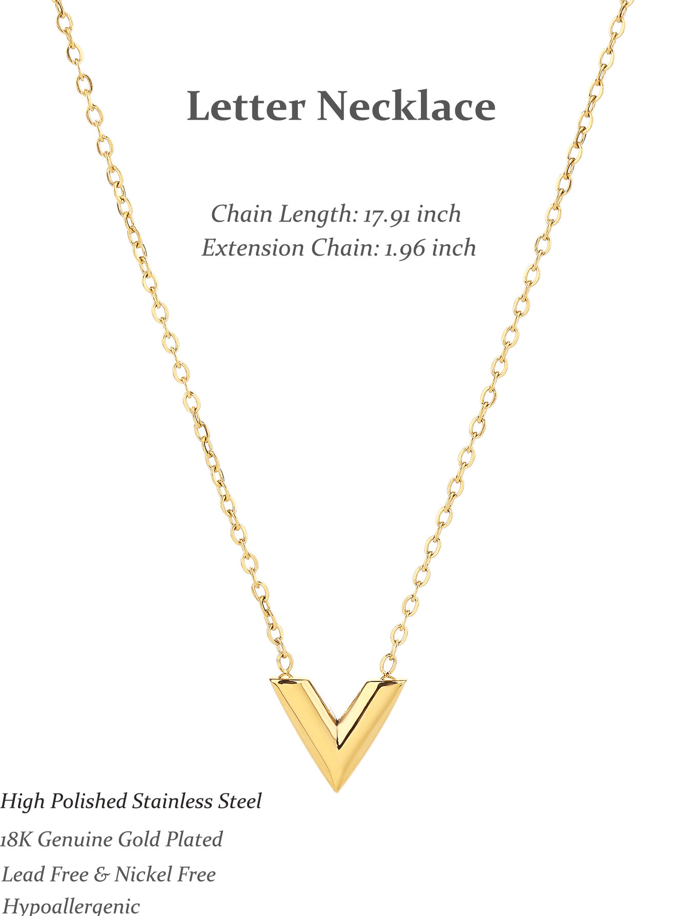 Stainless Steel Light Luxury Letter Pendant Necklace 18k Gold - YUZENG-jewelrystore.com