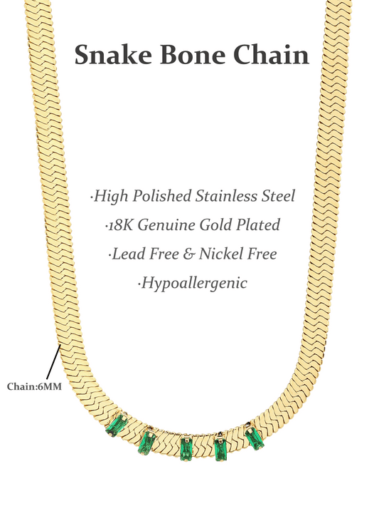 Women's Clavicle Chain Snake Bone Chain, Stainless Steel 18k Vacuum Gold Plated Jewelry - YUZENG-jewelrystore.com