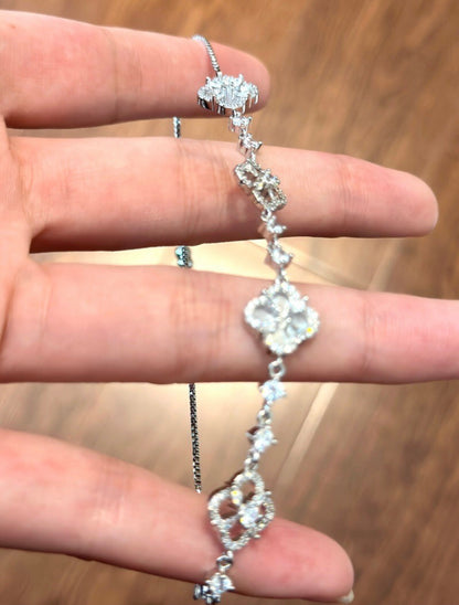 Four petals flower zirconia flower bracelet light luxury senior sense of temperament adjustable bracelet new hand jewelry female - YUZENG-jewelrystore.com
