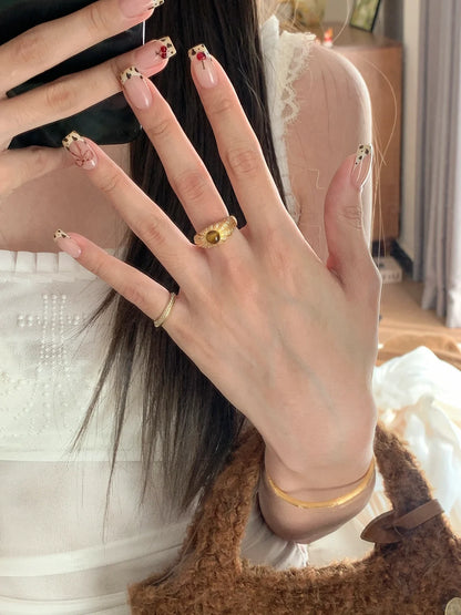 [Retro Luxe] 18k tiger eye stone ring - natural tiger eye stone - retro style brushed diamond embellishment - bring you wealth ring - energy ring - YUZENG-jewelrystore.com