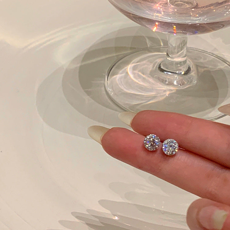 Delicate small zirconia earrings set of female minimalist cold wind retro personality simple versatile temperament earrings earrings - YUZENG-jewelrystore.com