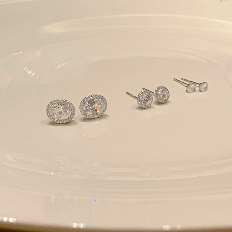 Delicate small zirconia earrings set of female minimalist cold wind retro personality simple versatile temperament earrings earrings - YUZENG-jewelrystore.com