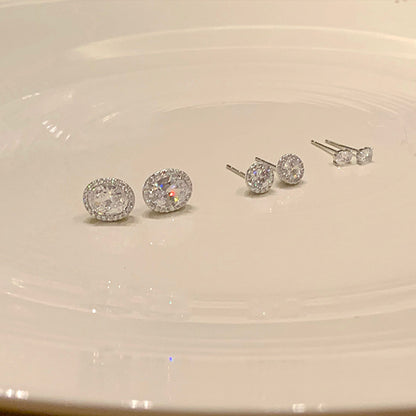 Delicate small zirconia earrings set of female minimalist cold wind retro personality simple versatile temperament earrings earrings - YUZENG-jewelrystore.com