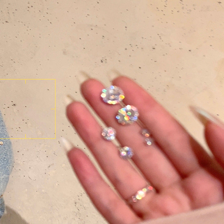 Delicate small zirconia earrings set of female minimalist cold wind retro personality simple versatile temperament earrings earrings - YUZENG-jewelrystore.com