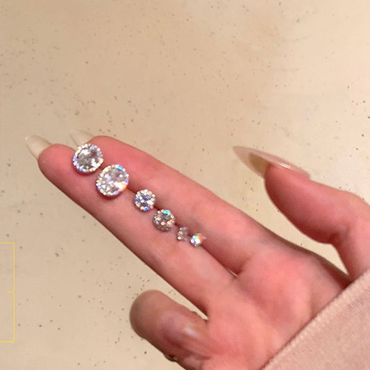 Delicate small zirconia earrings set of female minimalist cold wind retro personality simple versatile temperament earrings earrings - YUZENG-jewelrystore.com