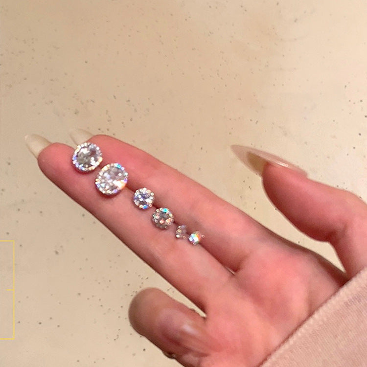 Delicate small zirconia earrings set of female minimalist cold wind retro personality simple versatile temperament earrings earrings - YUZENG-jewelrystore.com