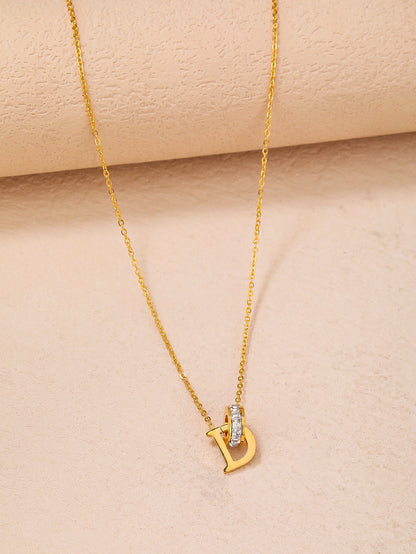 Stylish Stainless Steel 18K Gold Plated Letter D Necklace, Uniquely Charming - YUZENG-jewelrystore.com