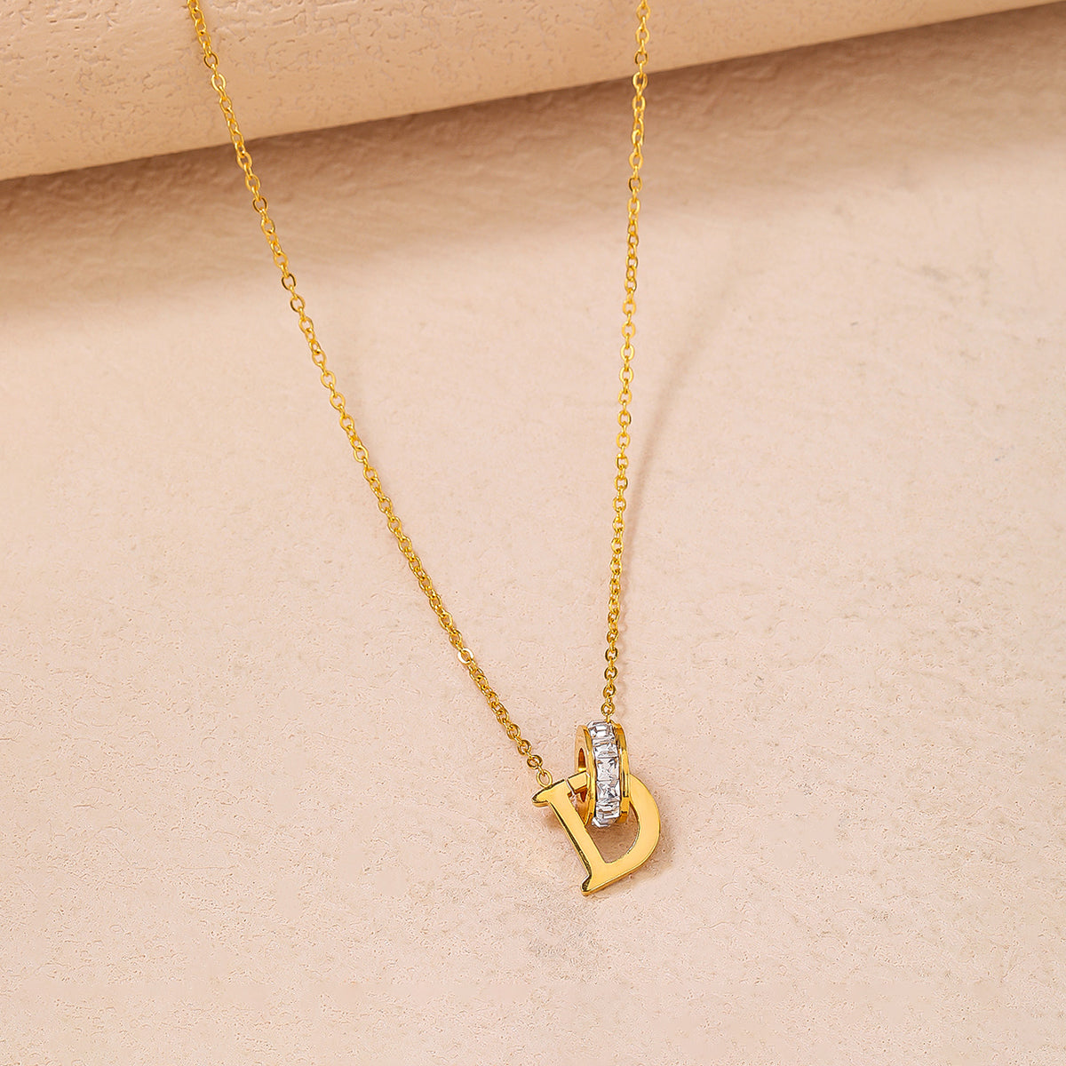 Stylish Stainless Steel 18K Gold Plated Letter D Necklace, Uniquely Charming - YUZENG-jewelrystore.com