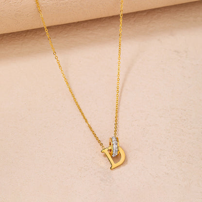 Stylish Stainless Steel 18K Gold Plated Letter D Necklace, Uniquely Charming - YUZENG-jewelrystore.com