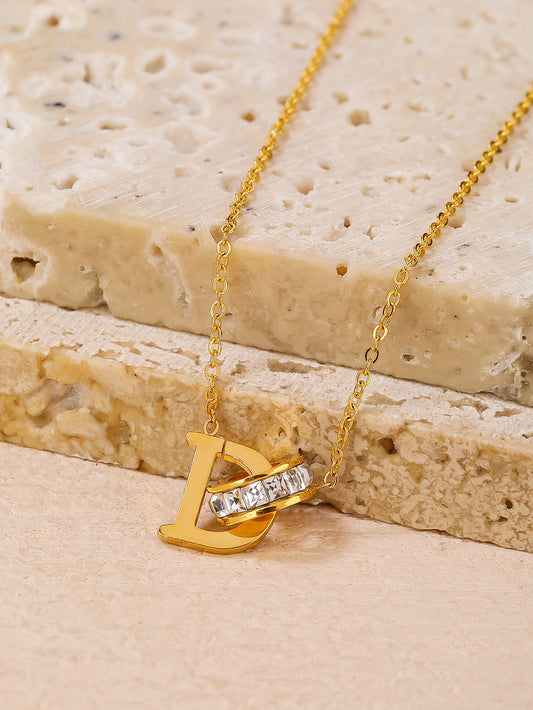 Stylish Stainless Steel 18K Gold Plated Letter D Necklace, Uniquely Charming - YUZENG-jewelrystore.com