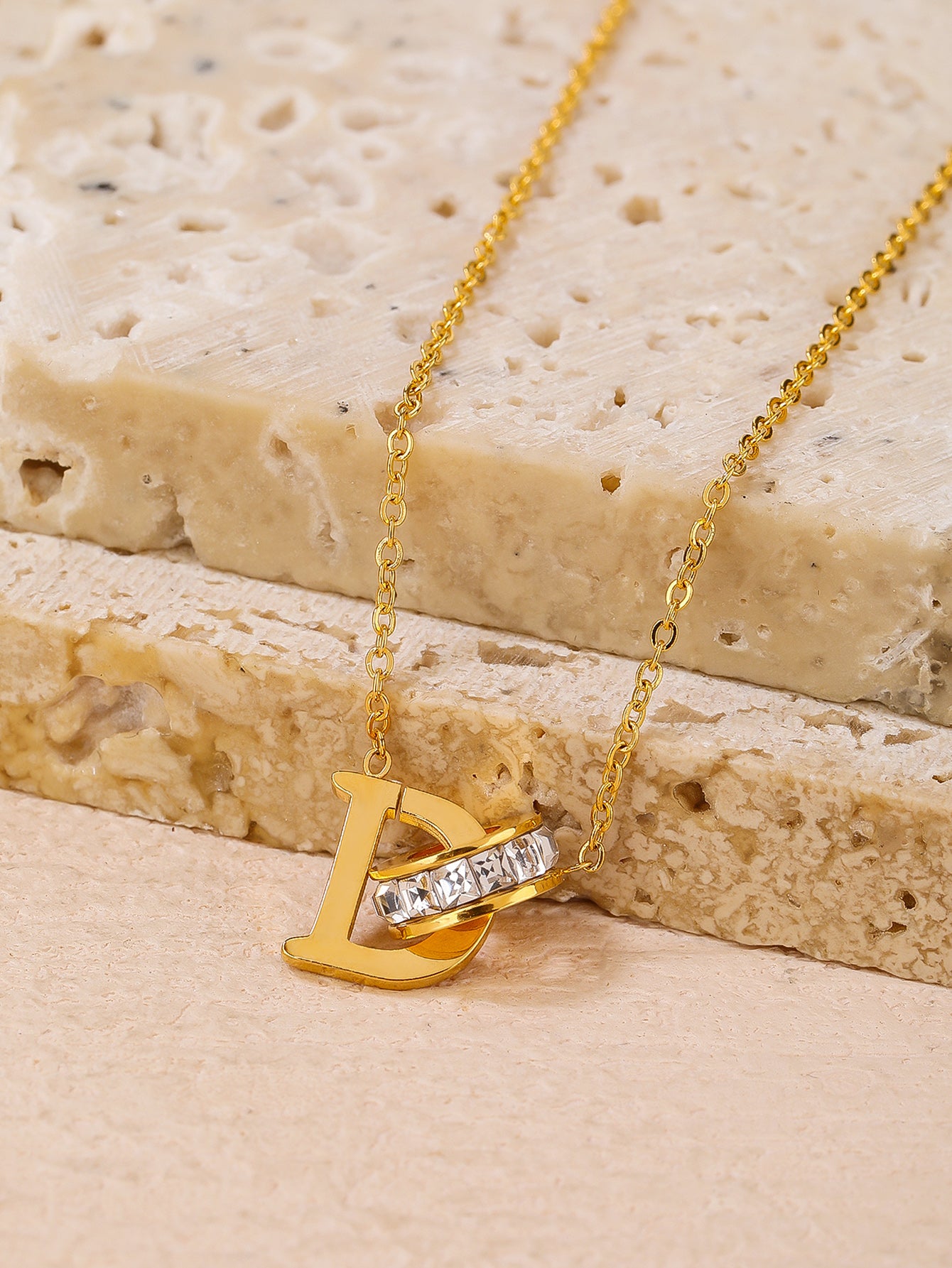 Stylish Stainless Steel 18K Gold Plated Letter D Necklace, Uniquely Charming - YUZENG-jewelrystore.com